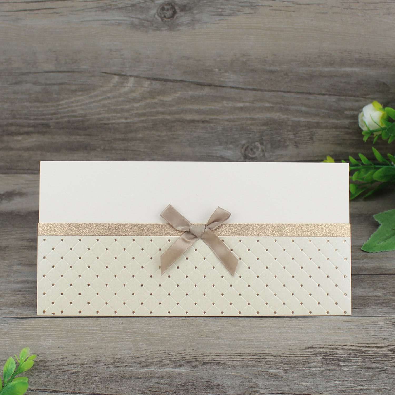 Rectangle Invitation Card with Envelope Tartan Design Thank You Card 